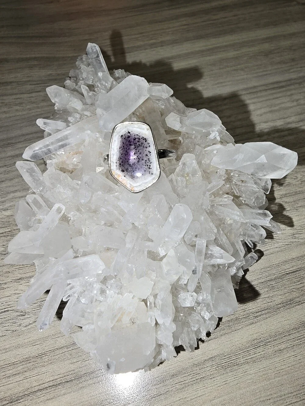 Rare Trapiche Amethyst 925 Sterling Silver Adjustable Statement Ring ✨